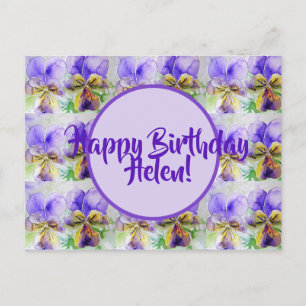 Cartão Postal Feliz Aniversário Viola floral senhoras Nome Cartã