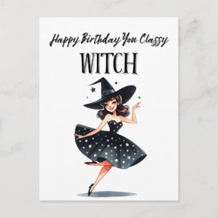 Cartão Postal Feliz aniversário, você bruxa sofisticada