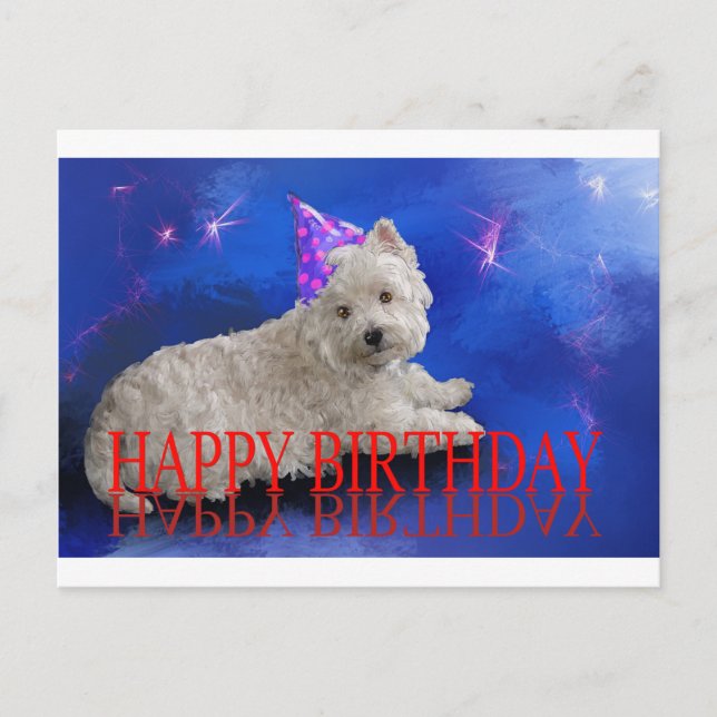 Cartão Postal Feliz aniversário Westie (Frente)