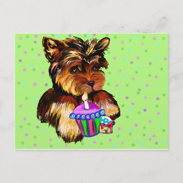 CARTÃO POSTAL FELIZ ANIVERSÁRIO YORKIE POO (Frente)