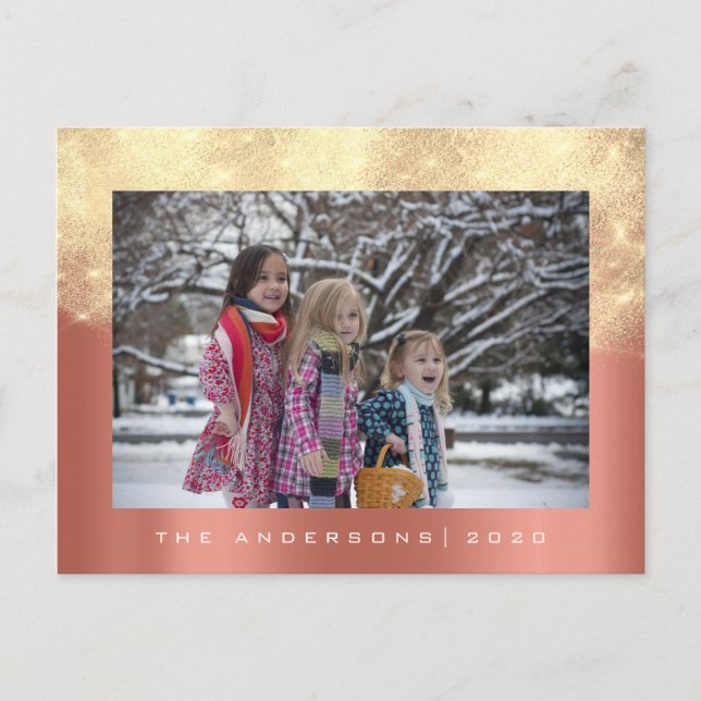 Cartão Postal Feliz Ano Dourado da Árvore de Natal (Frente)