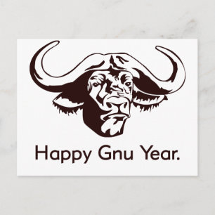 Cartão Postal Feliz Ano Gnu