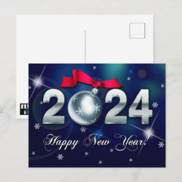 Cartão Postal Feliz ano novo 2024. Natal Bauble Holiday