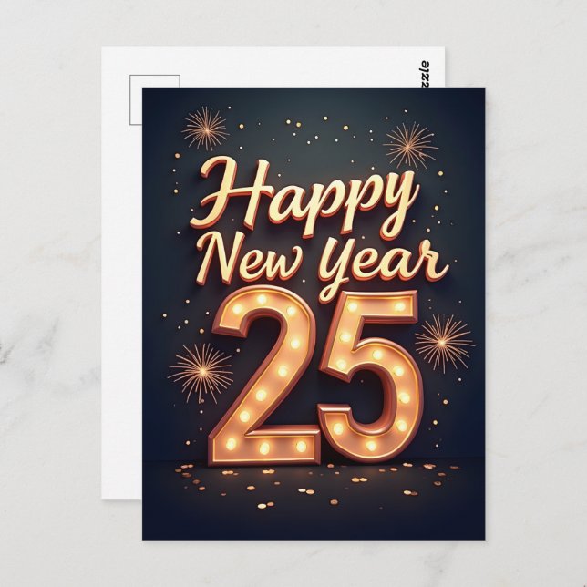 Cartão Postal Feliz ano novo 2025 (Frente/Verso)