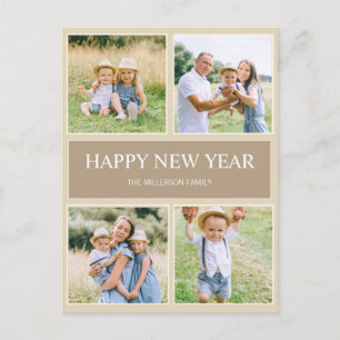 Cartão Postal Feliz Ano Novo 4 Fotos de Família Simples Modernas