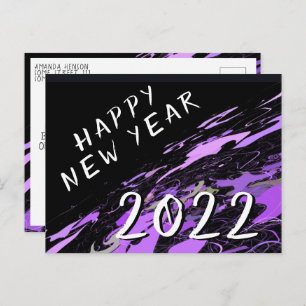 Cartão Postal Feliz ano novo Abstrato Roxo Moderno 2022