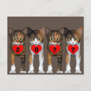 Cartão Postal feliz ano novo Calico Kitten