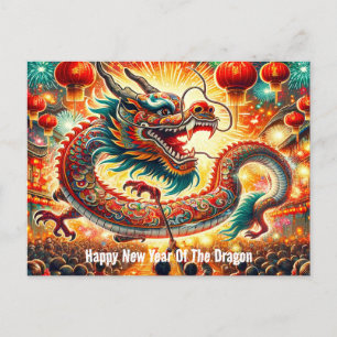 Cartão Postal Feliz Ano Novo Chinês Do Dragão