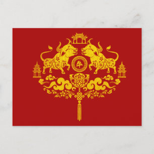 Cartão Postal Feliz Ano Novo Chinês do Ox, 2021