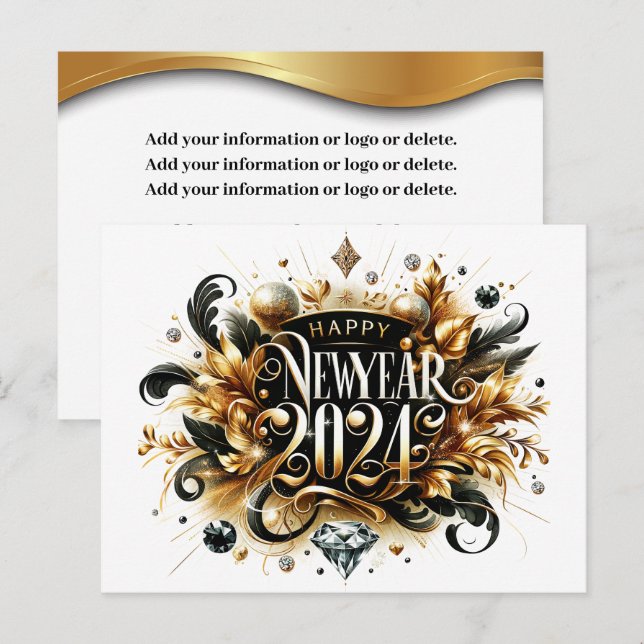 Cartão Postal Feliz ano novo com envelopes (Frente/Verso)