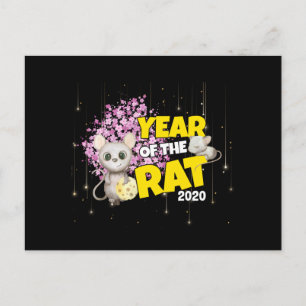 Cartão Postal feliz ano novo do rato de 2020 - Queijo-Arte