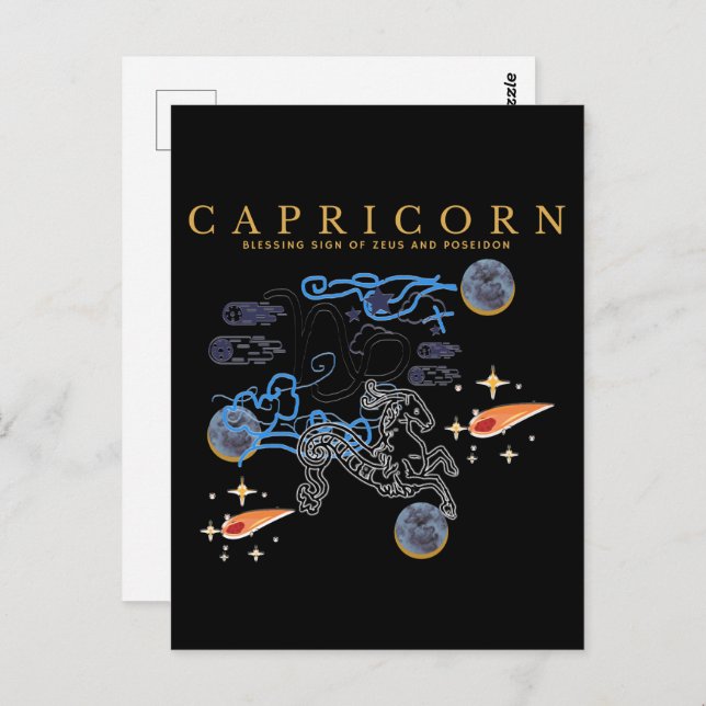 Cartão Postal Feliz ano novo Mikitiez capricorn saturn astrologi (Frente/Verso)