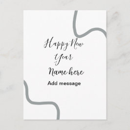 Cartão Postal Feliz ano novo nome mensagem cinza simples feriado