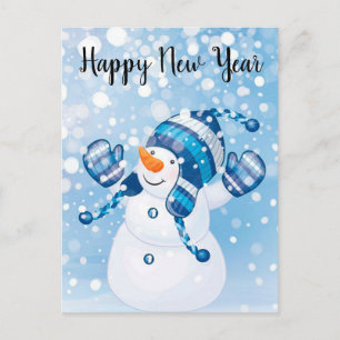 Cartão Postal feliz ano novo Snowman