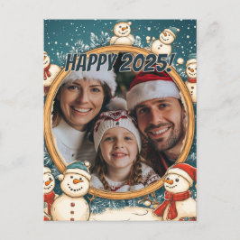 Cartão Postal Feliz ano novo Snowman personalizável