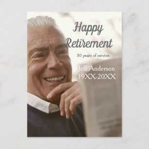Cartão Postal Feliz aposentadoria adicione nome foto anos de ser