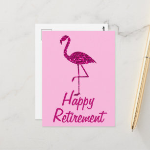 Cartão Postal Feliz aposentadoria cor-de-rosa flamingo Texto per