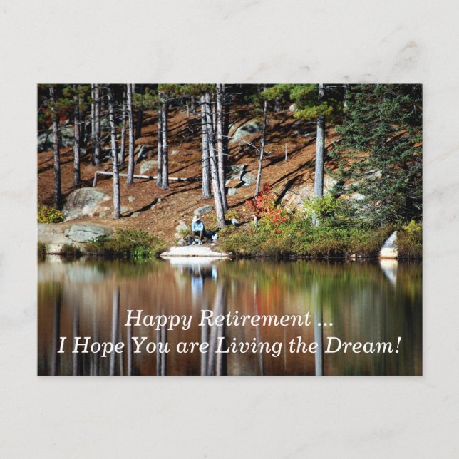 Cartão Postal Feliz Aposentadoria Peaceful Man sentado em um lag (Frente)