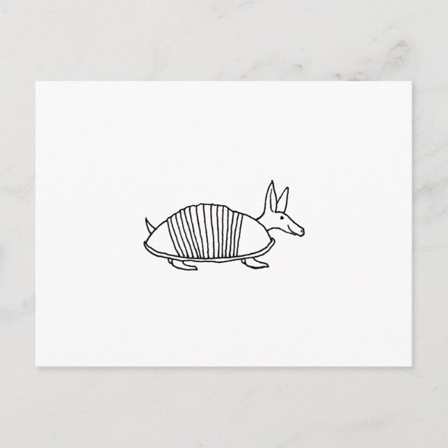 Cartão Postal Feliz Armadillo, arte única de desenho de linhas b (Frente)