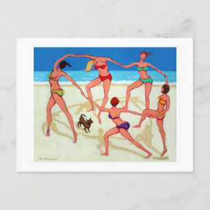 Cartão Postal Feliz baile - Meninas de férias na praia!