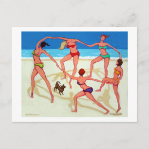 Cartão Postal Feliz baile - Meninas de férias na praia!