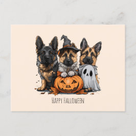 Cartão Postal Feliz Cachorros German shepherd de Halloween