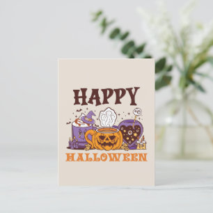 Cartão Postal Feliz Café Halloween Breve
