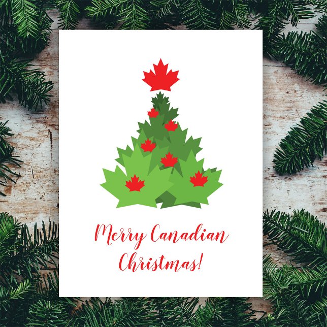 Cartão Postal Feliz canadense Flag Maple Leaf Christmas Tree (Criador carregado)