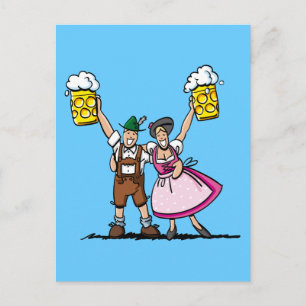 Cartão postal Feliz Casal de Cerveja Oktoberfest