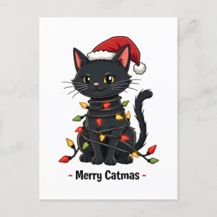 Cartão Postal Feliz Catmas Engraçado Natal Felino, Pão de Gato
