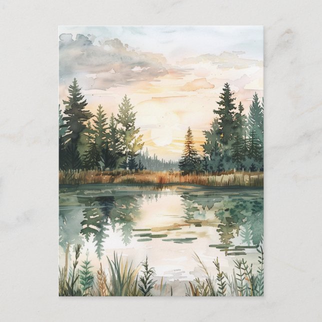 Cartão Postal Feliz Centro-Verão Nórdico (Frente)