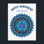 Cartão Postal 🕎 Feliz Chanucá, qualquer relacionamento, persona<br><div class="desc">Feliz Hanukkah,  com design Bonita com Menorah. Texto totalmente personalizável no verso. Frente personalizada</div>