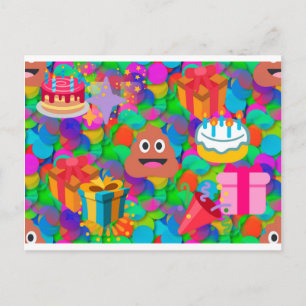 Cartão Postal feliz cocô de aniversário emoji