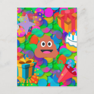Cartão Postal feliz cocô de aniversário emoji