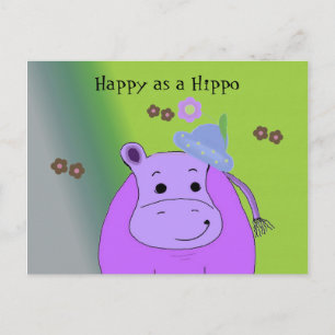 Cartão Postal Feliz como Hippo - Hippopotâmio Roxo