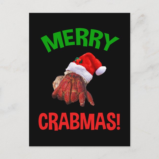 Cartão Postal Feliz Crabmas! Engraçado Natal Hermit Crab Lover (Frente)