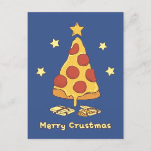 Cartão Postal Feliz Crustmas - Cartão-postal de Natal para Pizza
