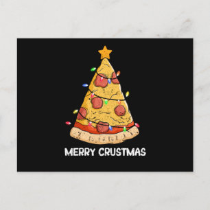 Cartão Postal Feliz Crustmas Pizza Natal Árvore de Natal