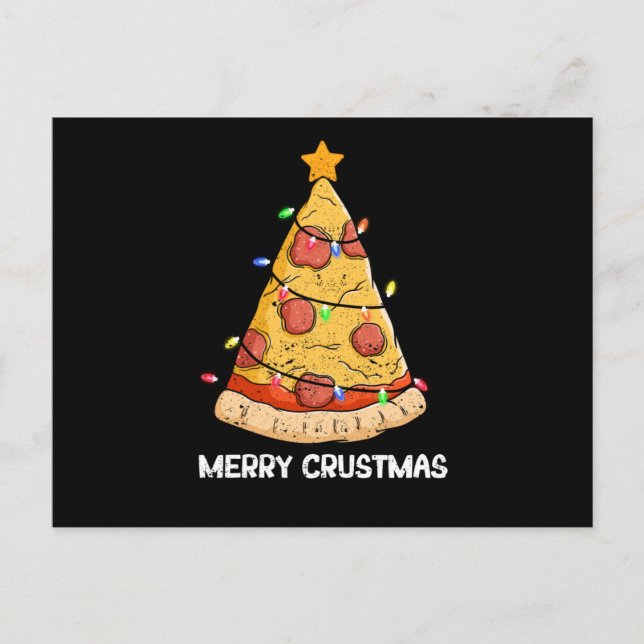 Cartão Postal Feliz Crustmas Pizza Natal Árvore de Natal (Frente)