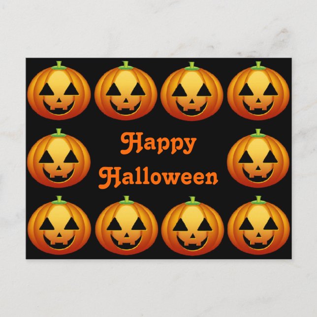 Cartão postal Feliz de Halloween Pumpkin (Frente)