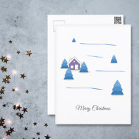 Cartão postal Feliz de Natal e Paisagem de Neve