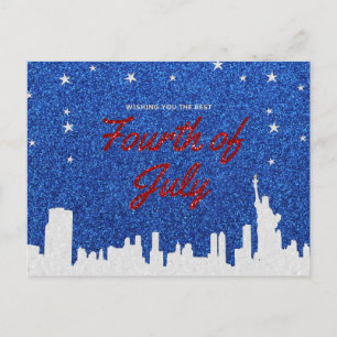 Cartão Postal Feliz Dia 4 De Julho Glitter