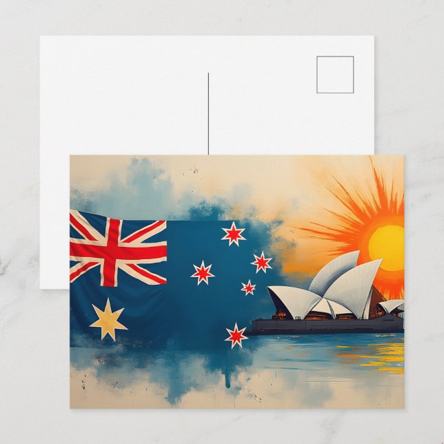 Cartão Postal Feliz Dia da Austrália (Frente/Verso)