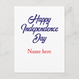 Cartão Postal feliz dia da independência nome vermelho azul amer