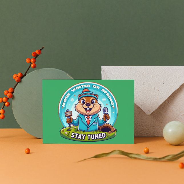 Cartão Postal Feliz Dia da Marmota: Relatório de Notícias de Pri (Criador carregado)