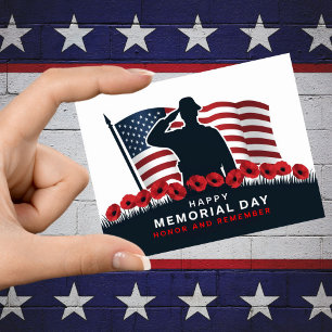 Cartão Postal Feliz Dia da Memória Amapolas Vermelhas Militares 