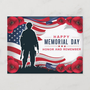 Cartão Postal Feliz Dia da Memória Papoulas Vermelhas Militares 