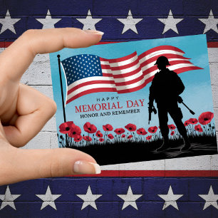 Cartão Postal Feliz Dia da Memória Papoulas Vermelhas Militares 
