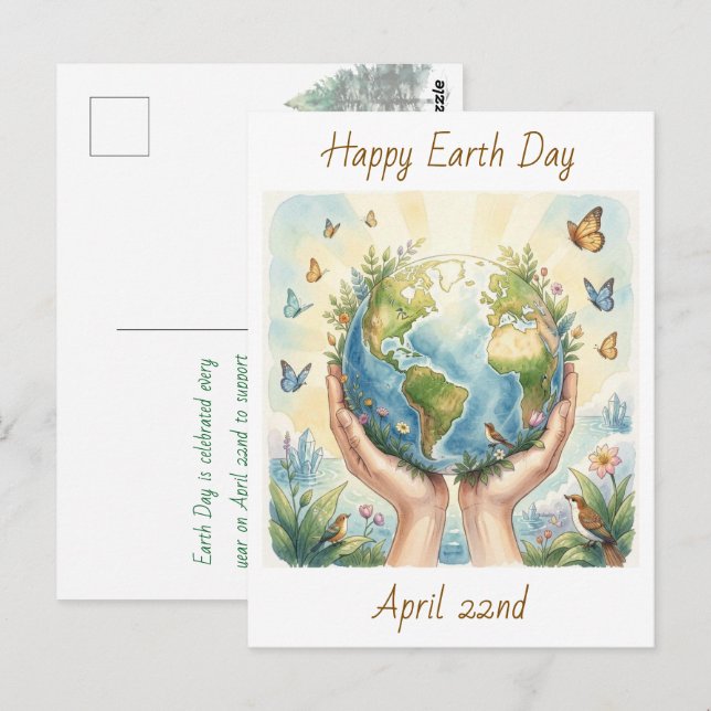 Cartão Postal Feliz Dia da Terra 22 de abril   (Frente/Verso)