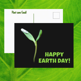 Cartão Postal Feliz Dia da Terra Nova Mudas Semente Preta